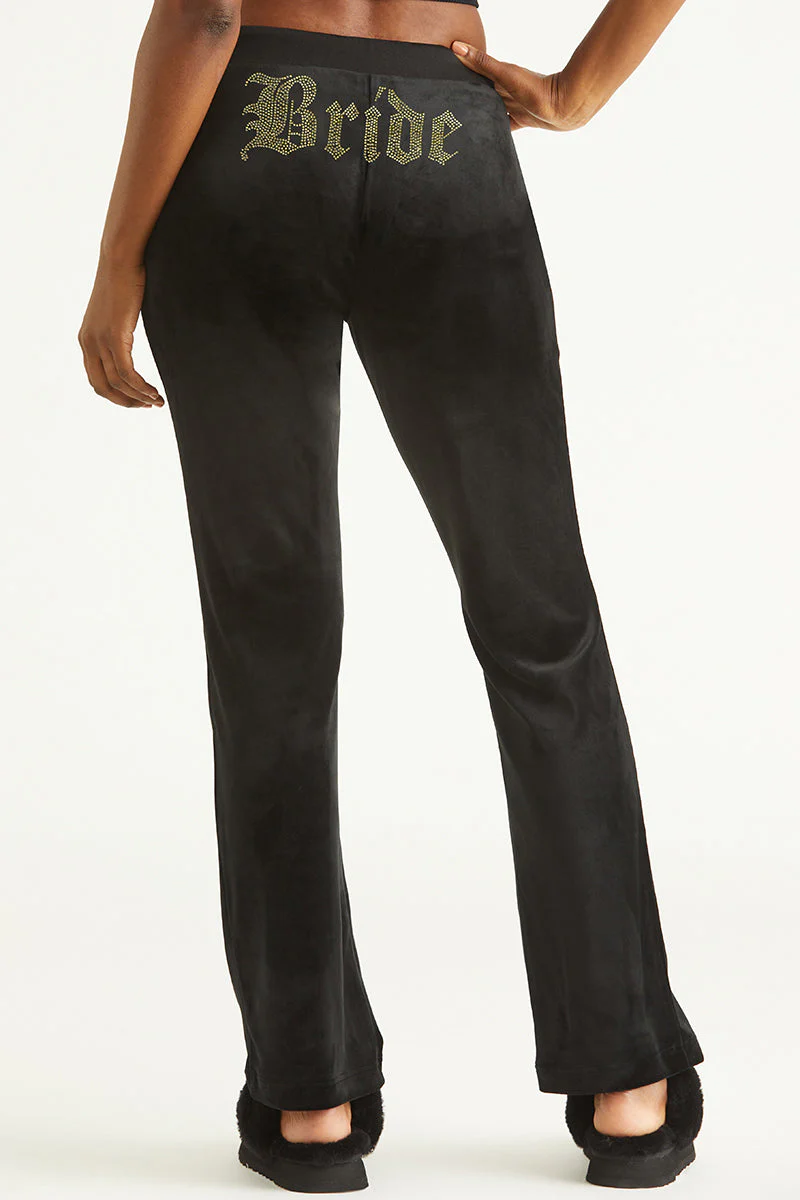 Bride Customizable Big Bling Velour Track Pants