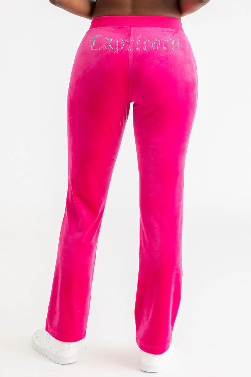 Capricorn Customizable Big Bling Velour Track Pants - Image 3