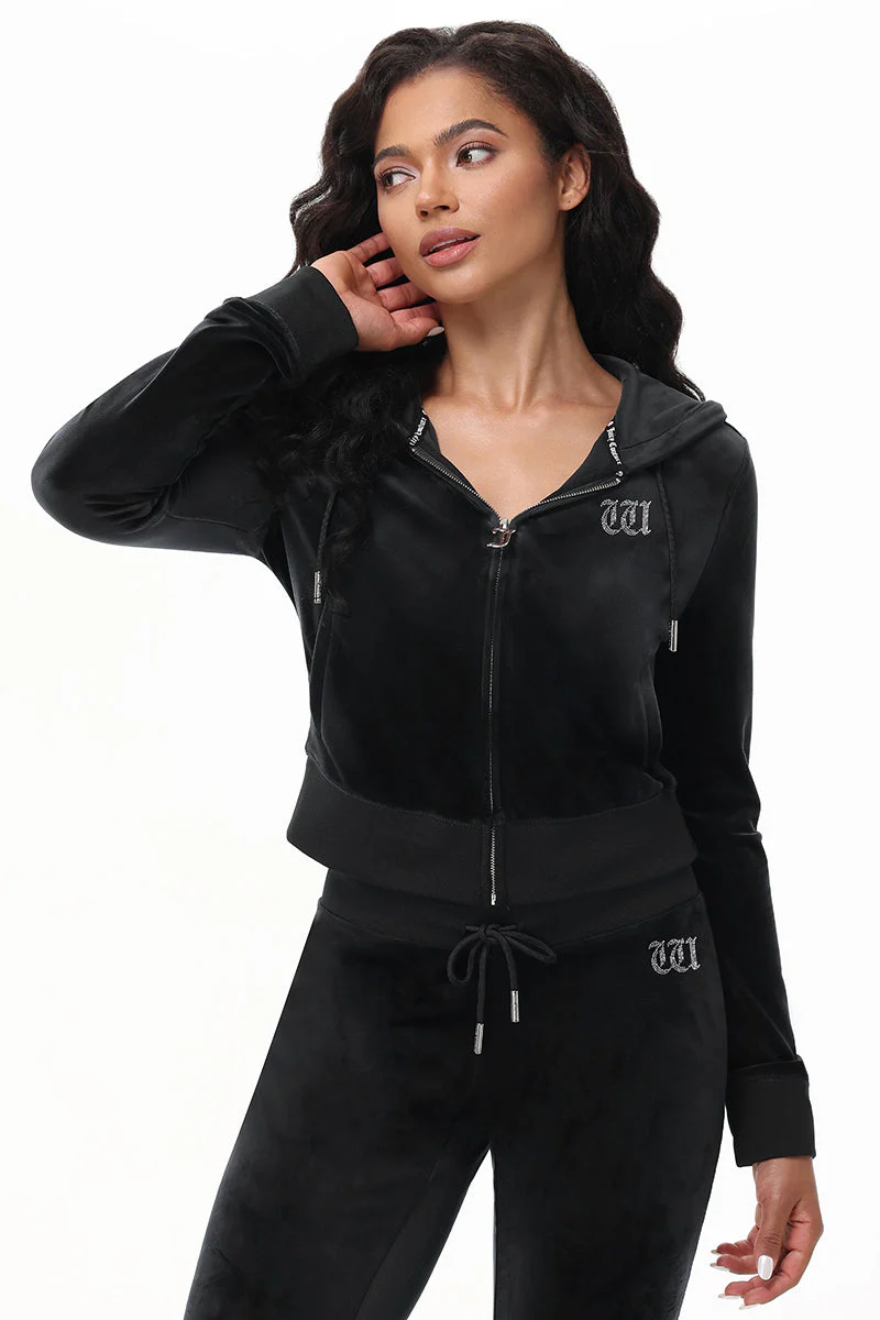 Custom Initial OG Big Bling Velour Hoodie - Image 25