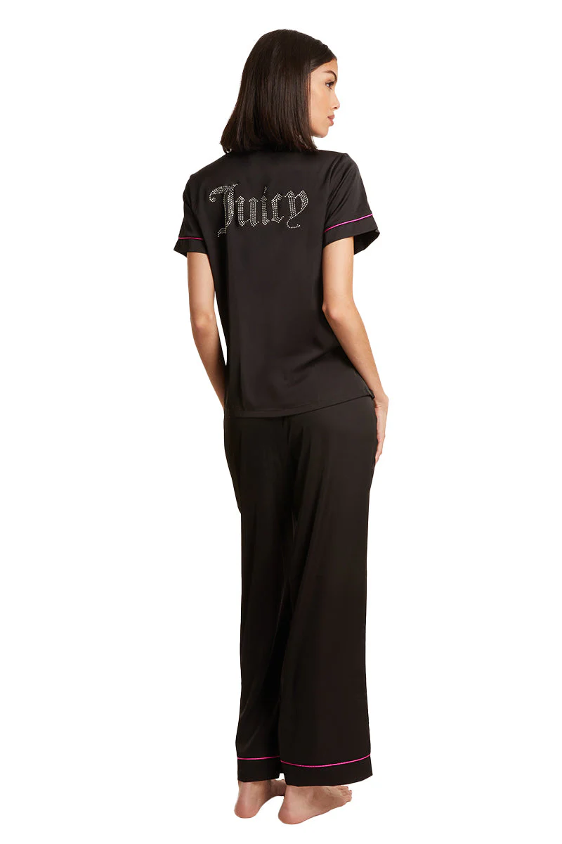 Satin Short Sleeve Notch Collar PJ Set - Image 3
