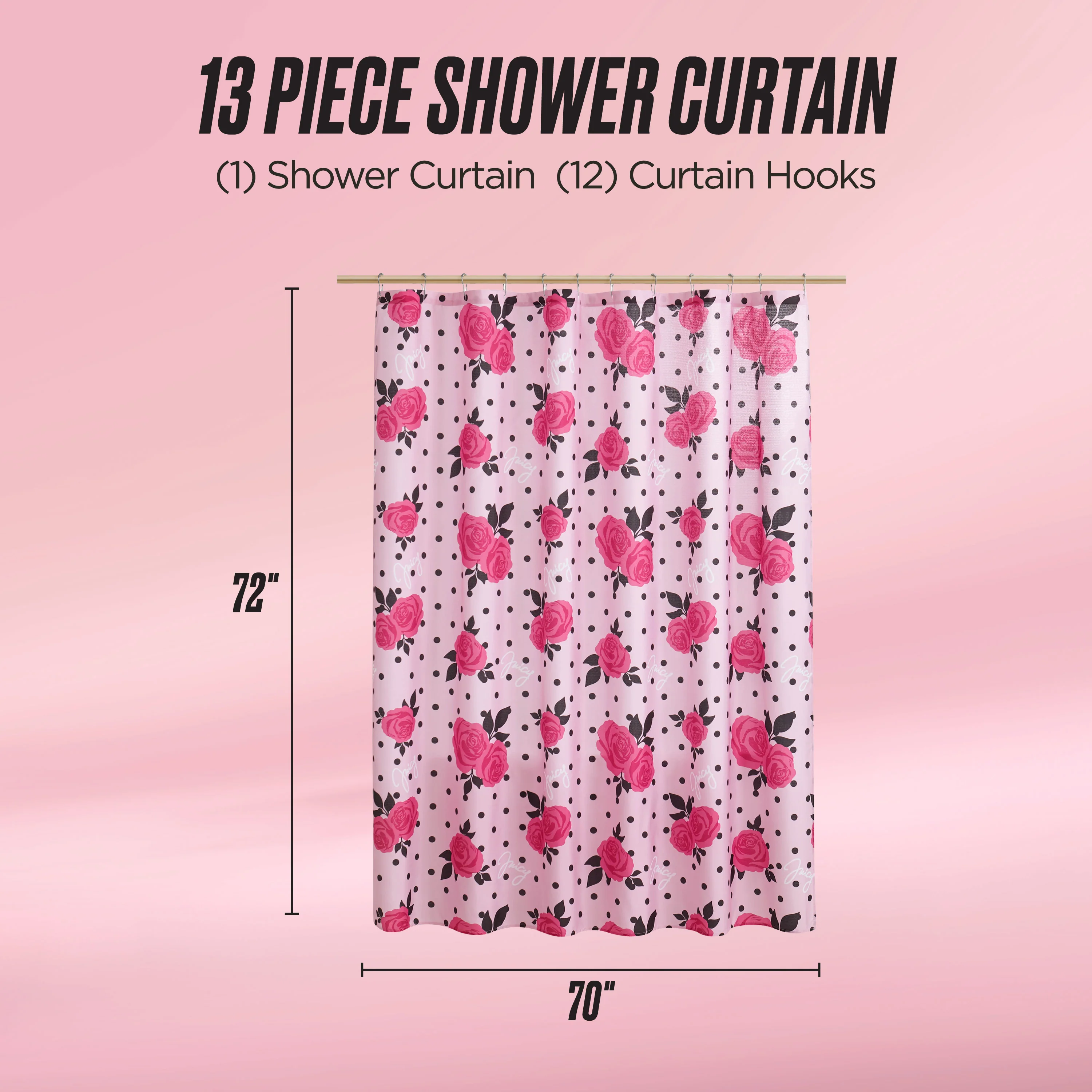 Shower Curtain and Hooks Set - Image 2